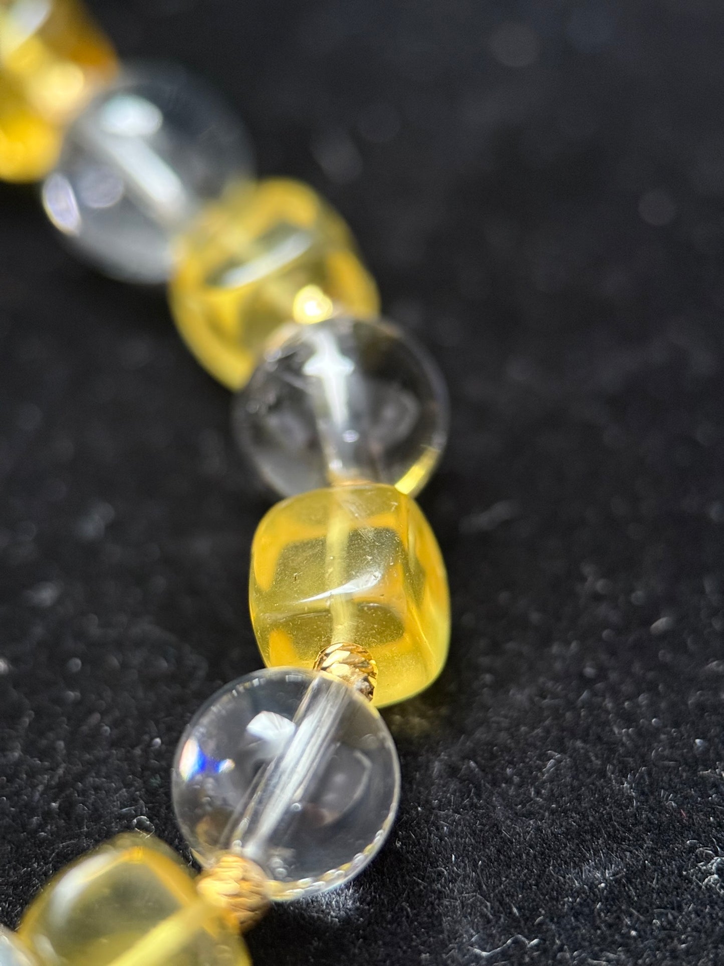 Natural Amber & Crystal Beaded Bracelet