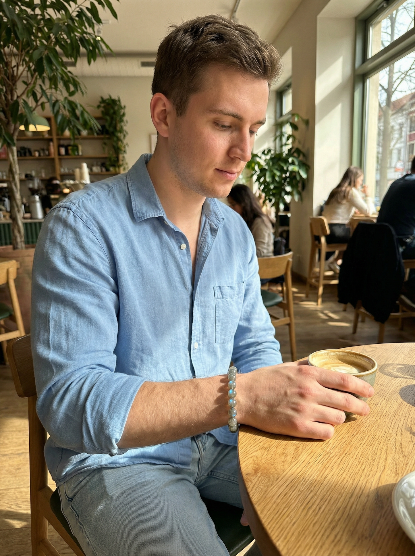 Natural Gray Moonstone Beaded Bracelet: Capture the Celestial Glow