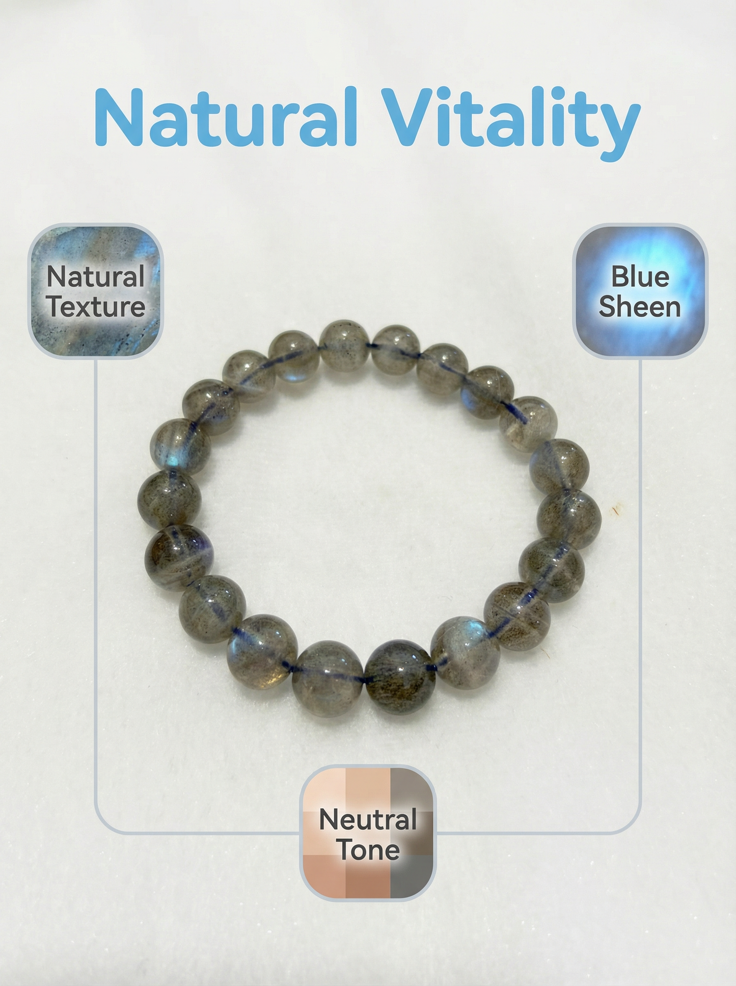 Natural Gray Moonstone Beaded Bracelet: Capture the Celestial Glow