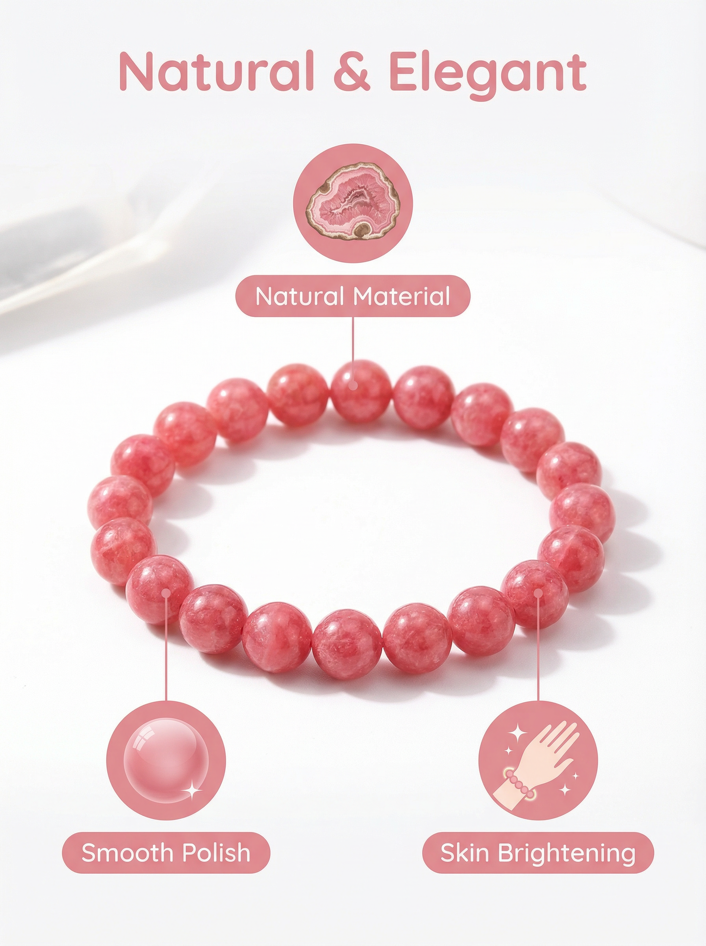 Natural Rhodonite Beaded Bracelet