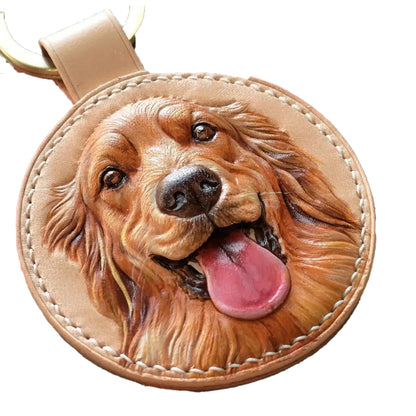 Custom Handmade Leather Pet Keychain