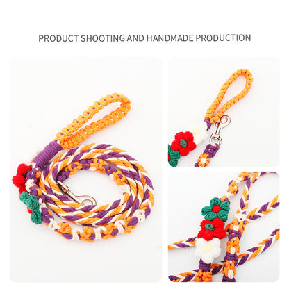 Hand-Woven Floral P-Style Dog Leash