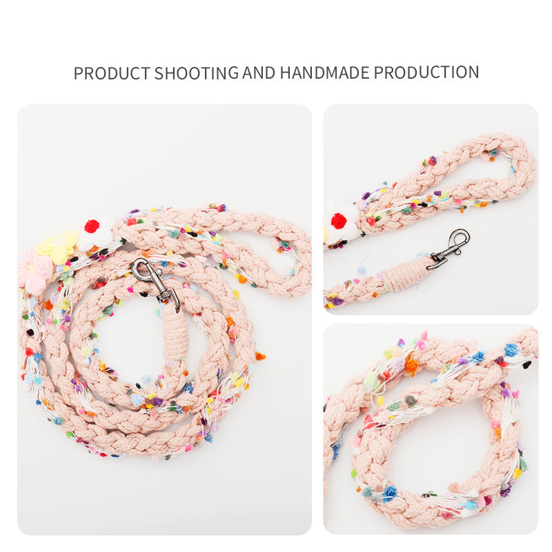 Hand-Woven Floral P-Style Dog Leash