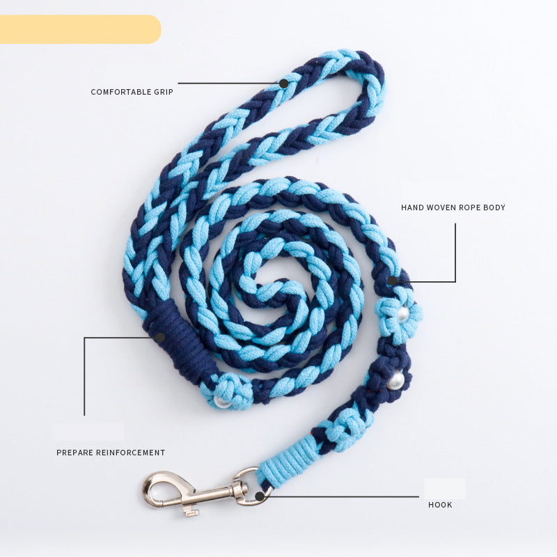 Hand-Woven Floral P-Style Dog Leash