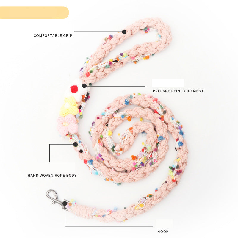 Hand-Woven Floral P-Style Dog Leash