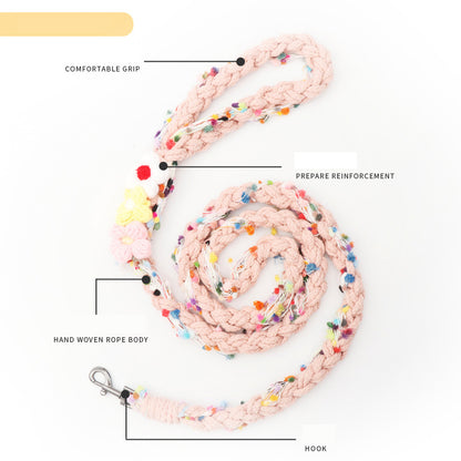 Hand-Woven Floral P-Style Dog Leash