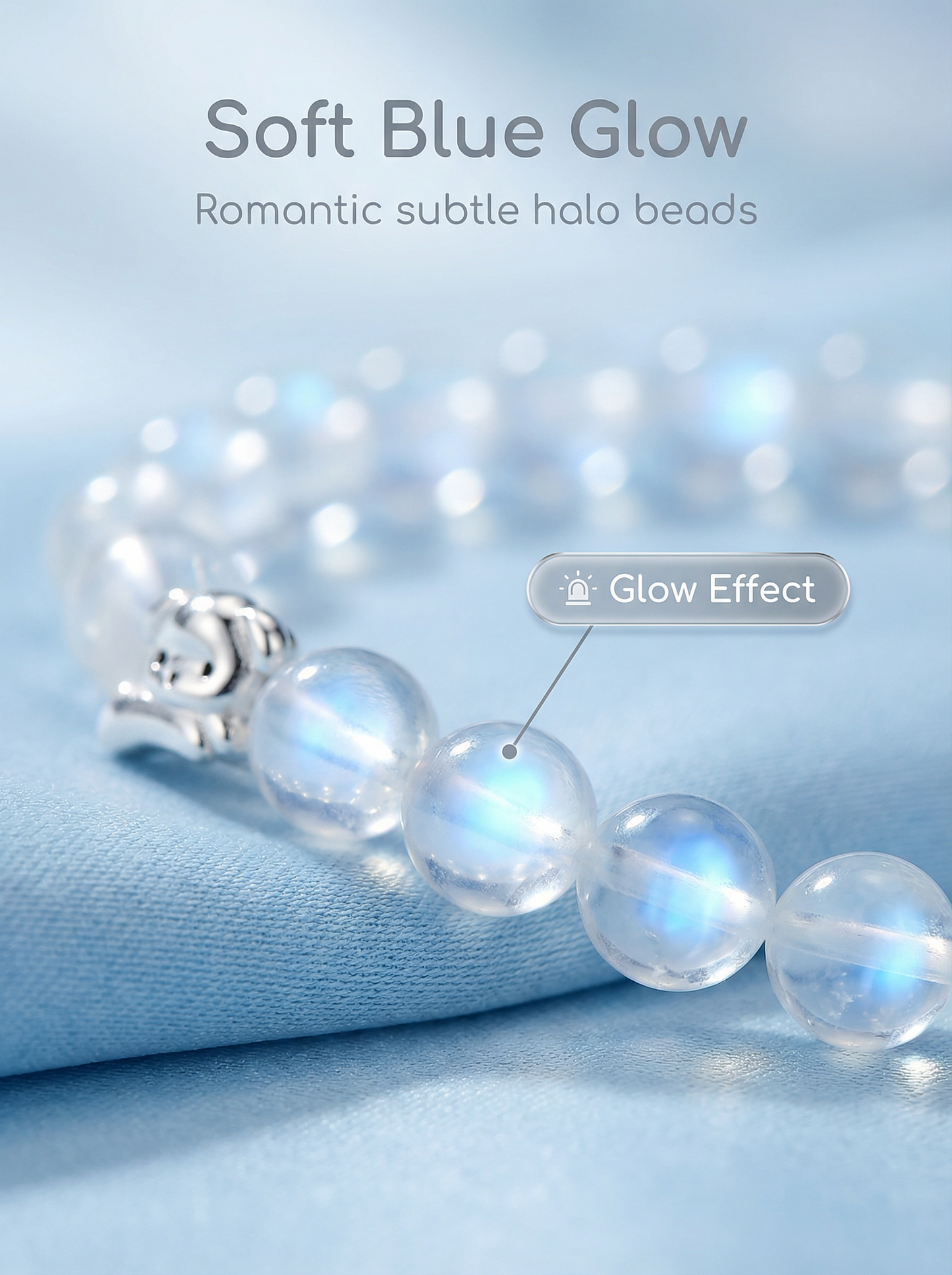 Moonstone Dog-Themed Stretch Bracelet with 925 Sterling Silver