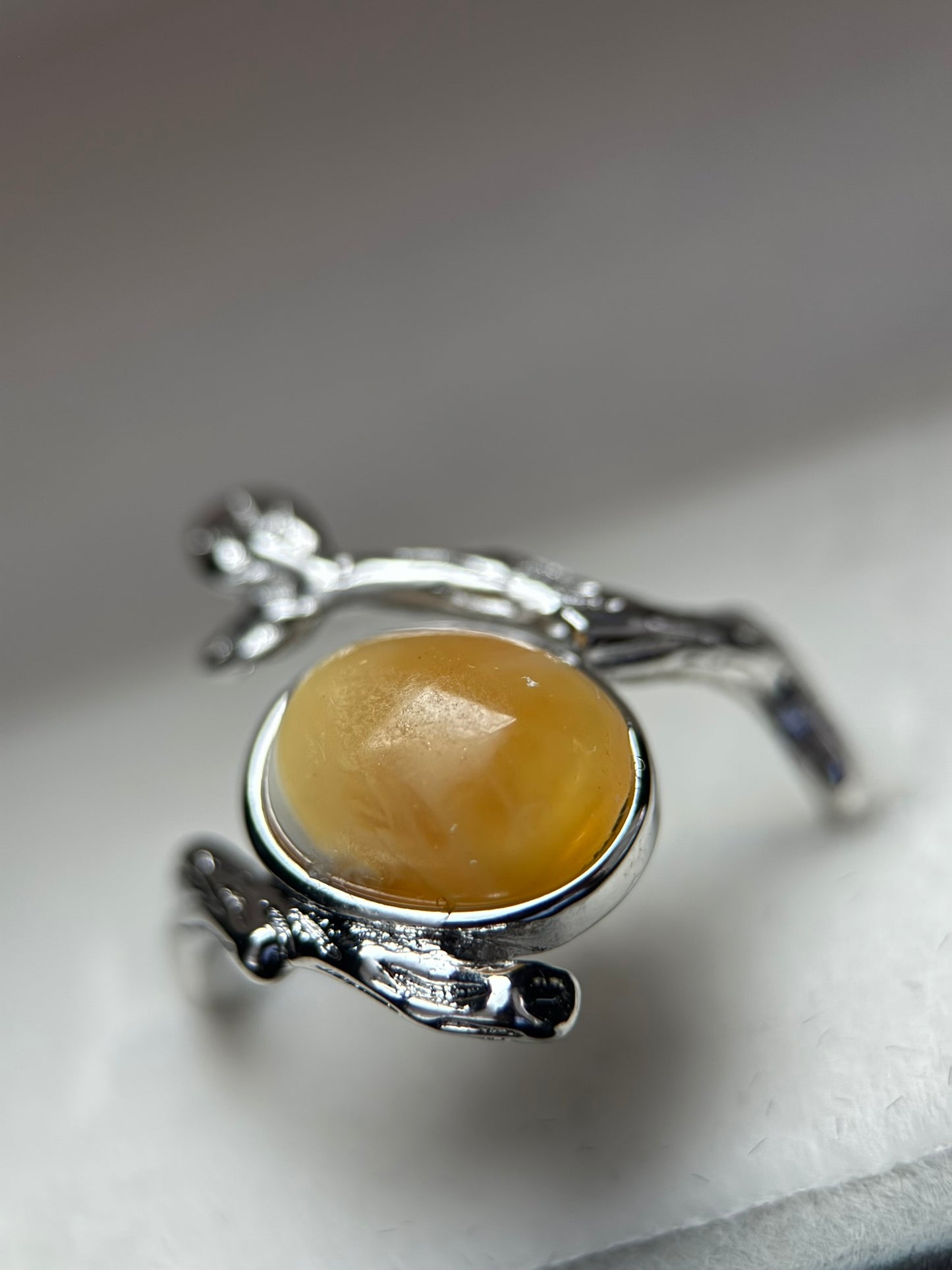 Natural Amber Ring with Copper Setting