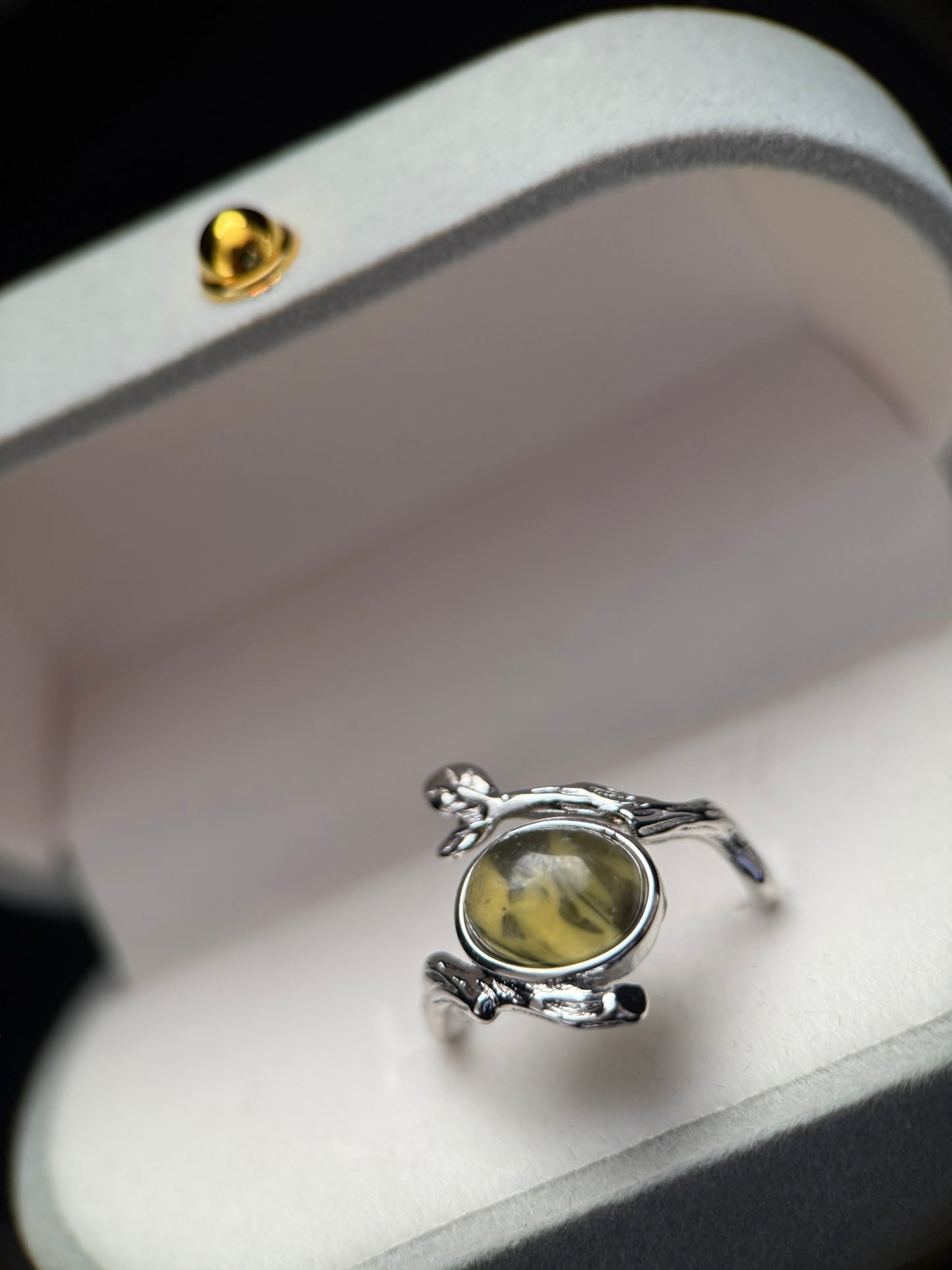 Natural Amber Ring with Copper Setting