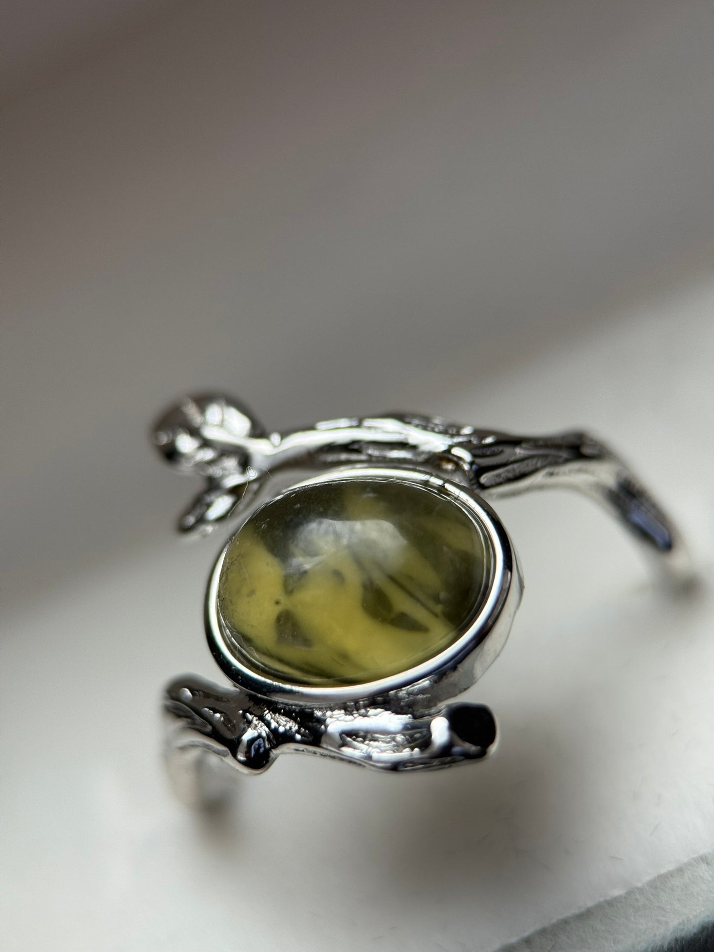 Natural Amber Ring with Copper Setting