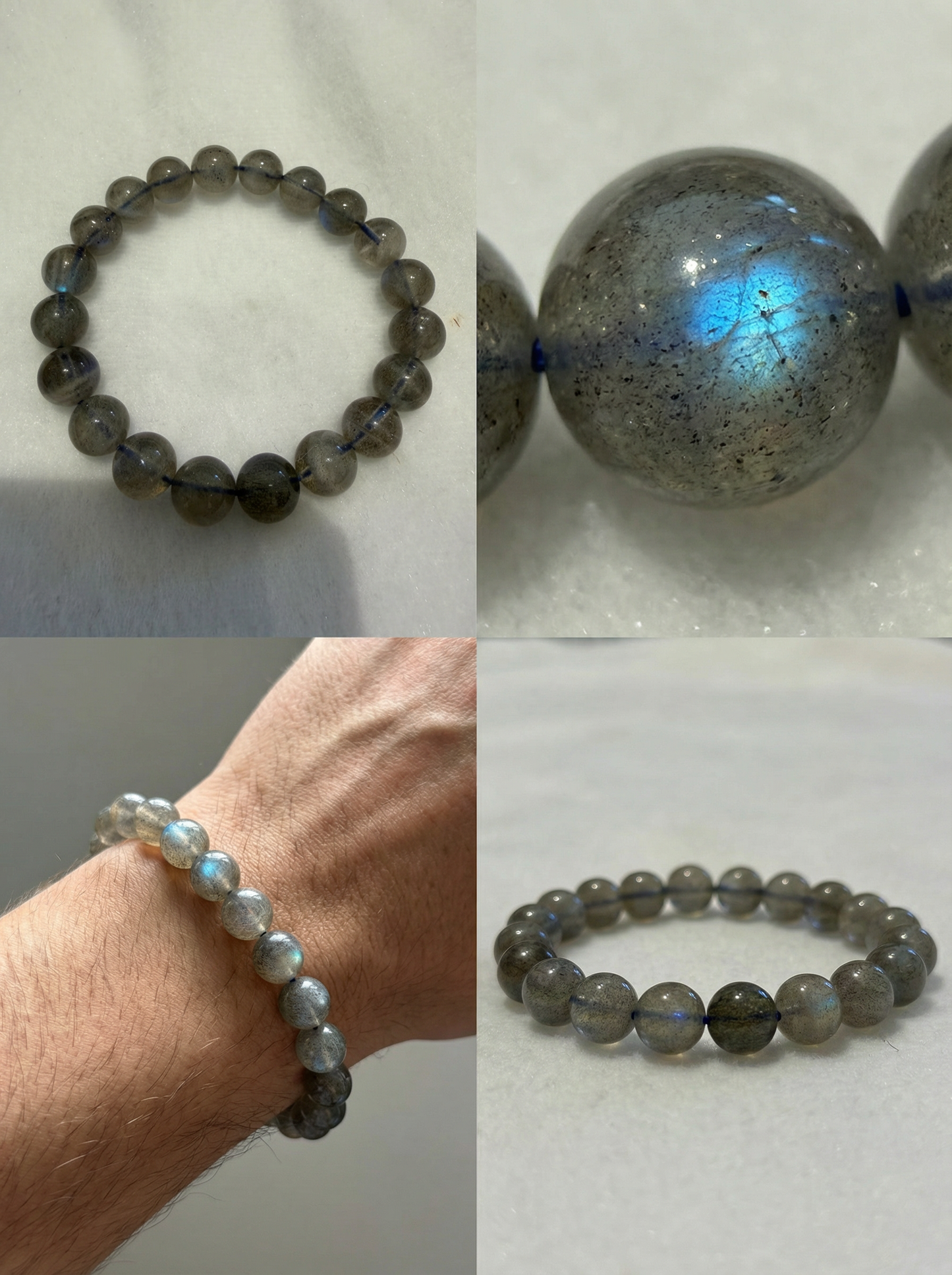 Natural Gray Moonstone Beaded Bracelet: Capture the Celestial Glow