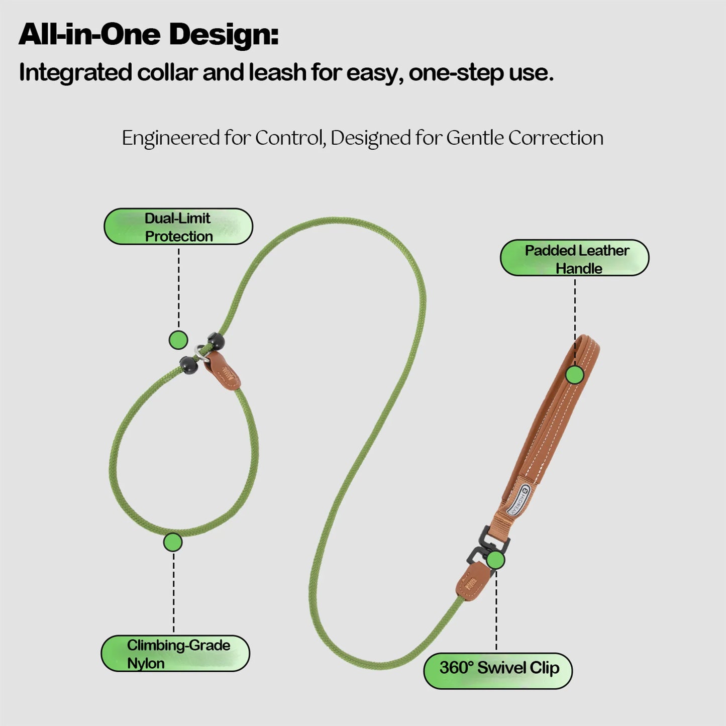 Leather Handle All-in-One P-Leash