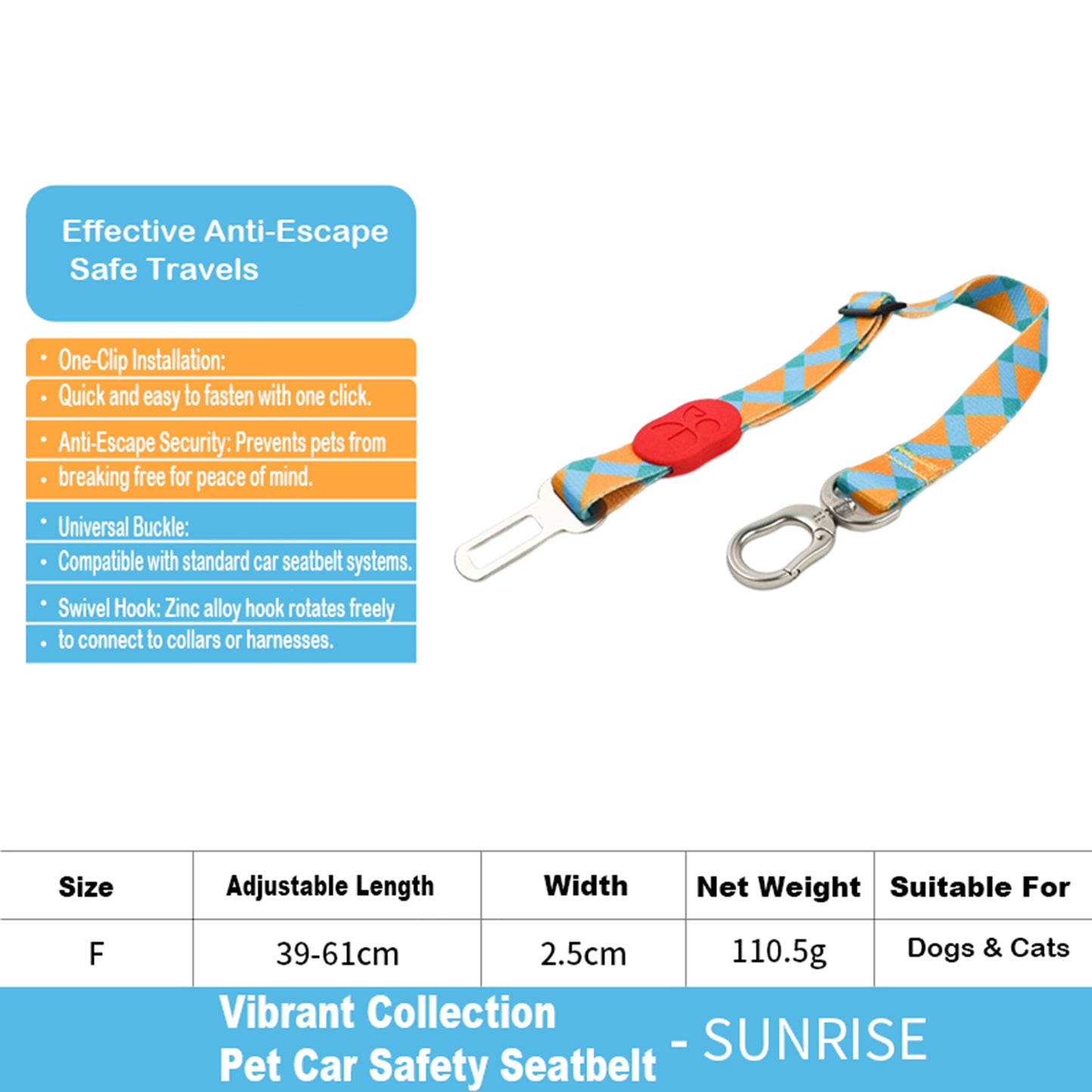Vibrant Collection Pet Car Safety Seatbelt