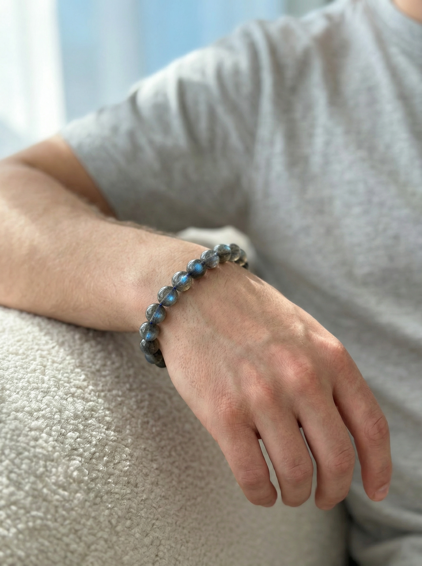 Natural Gray Moonstone Beaded Bracelet: Capture the Celestial Glow