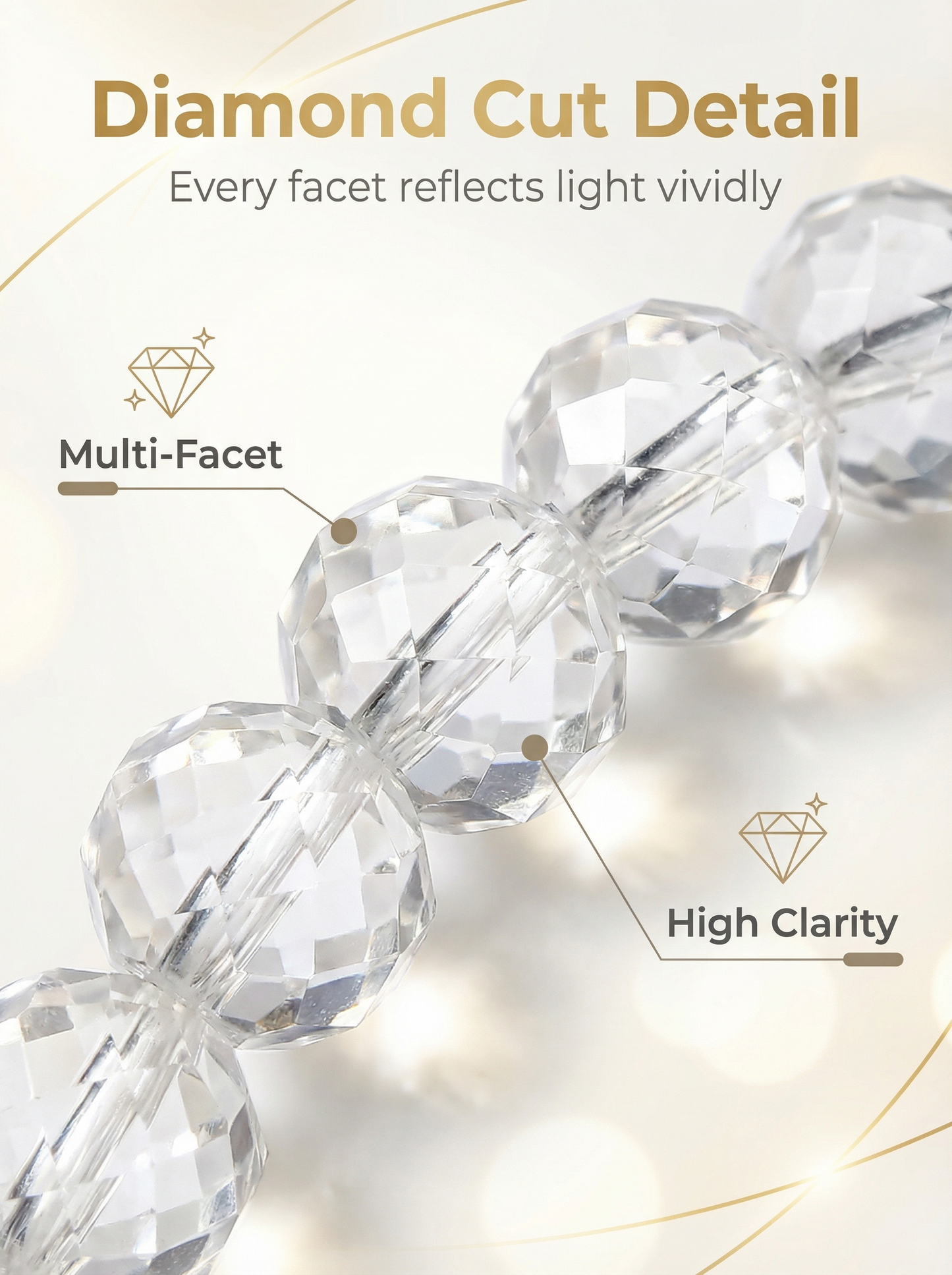 Natural Clear Quartz "Diamond-Cut" Bracelet: Sparkle with Healing Energy