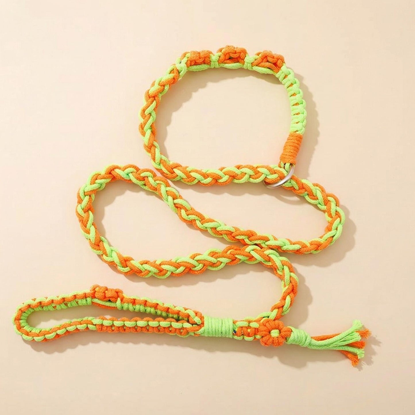 Hand-Woven Floral P-Style Dog Leash