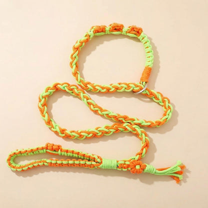 Hand-Woven Floral P-Style Dog Leash