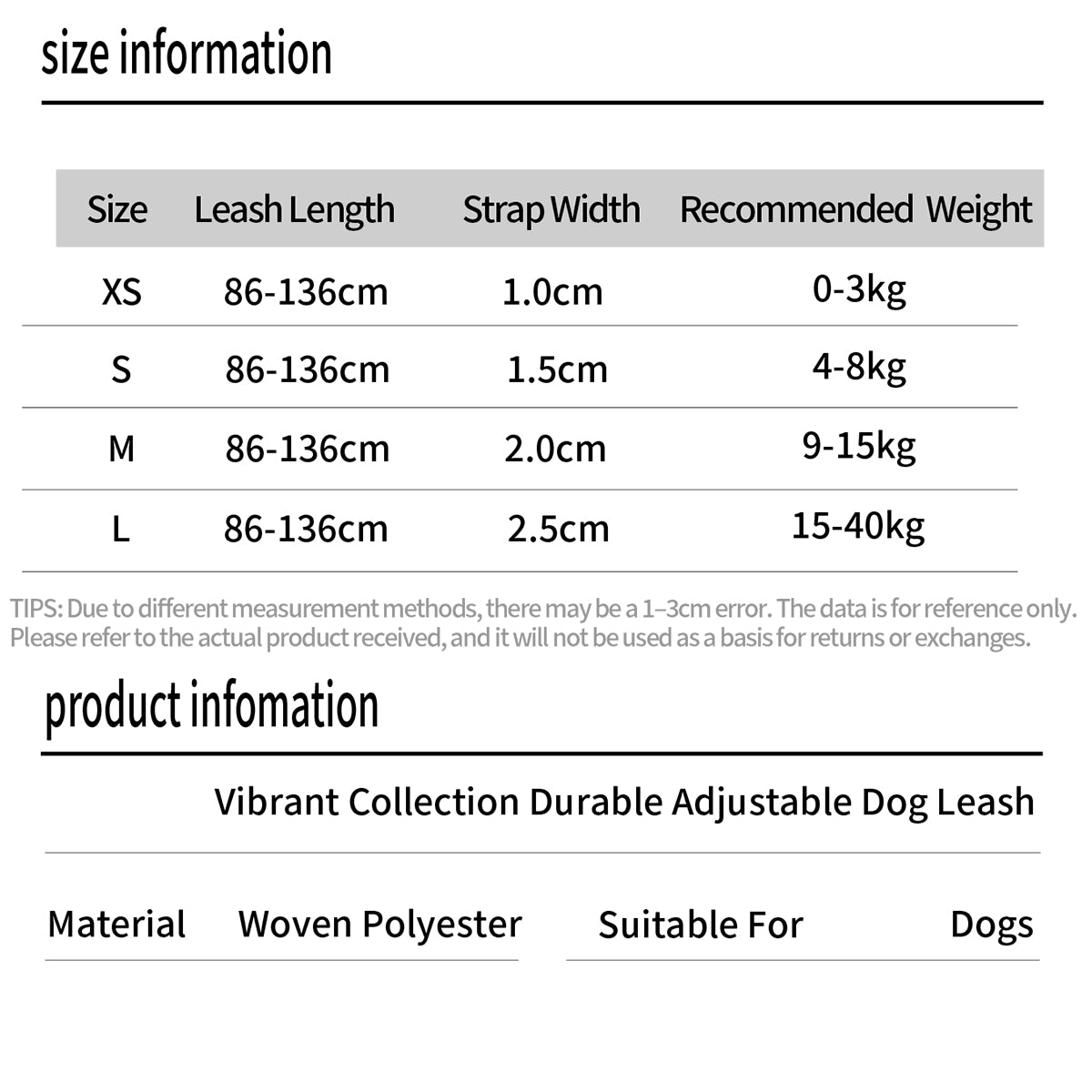 Vibrant Collection Durable Adjustable Dog Leash